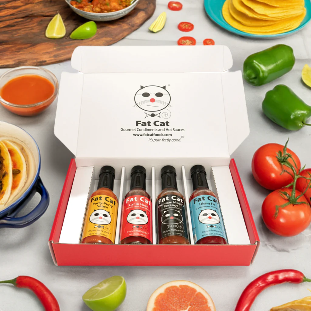 Funny Cat Name 4 Bottle Hot Sauce Gift Box - Image 5